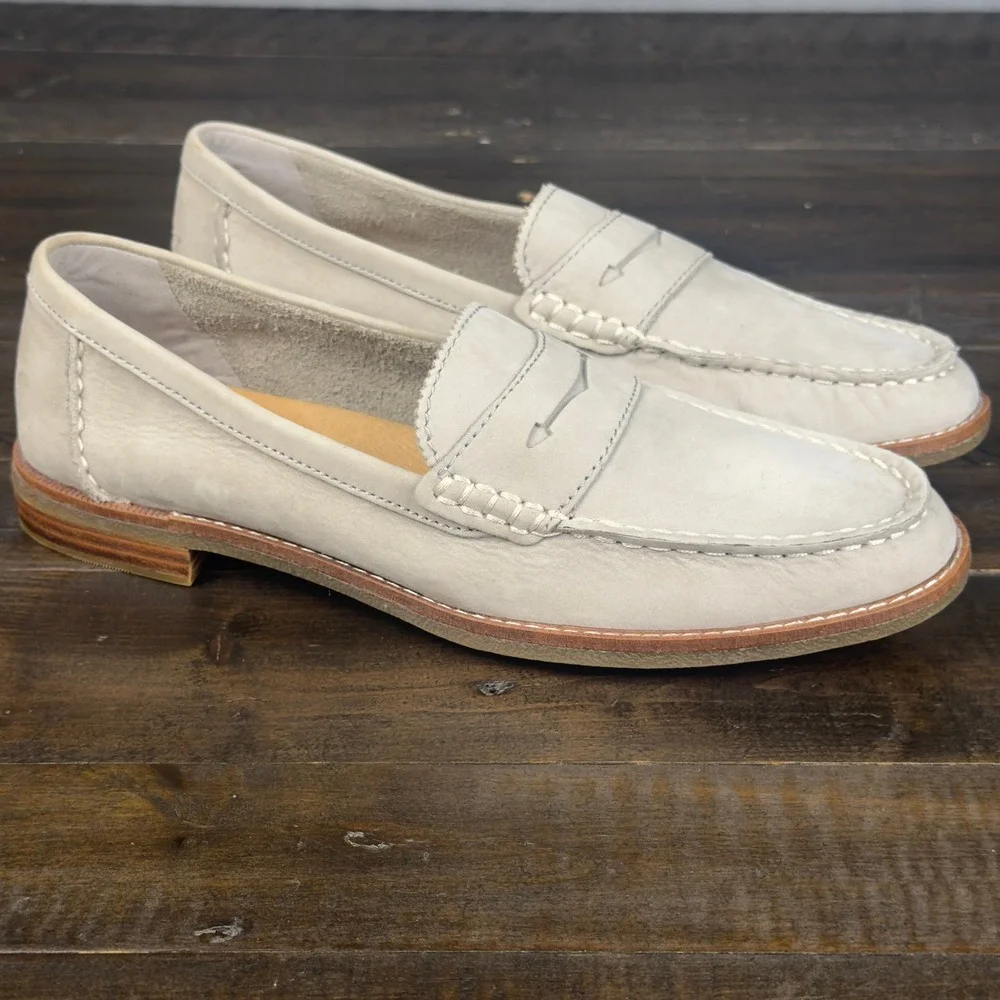 Sperry Top-Sider Seaport Penny Loafers Gray Leather Shoes STS81925 Womens 8